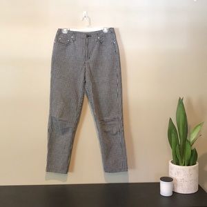 Liz Claiborne - High Rise Checked Mom Jean